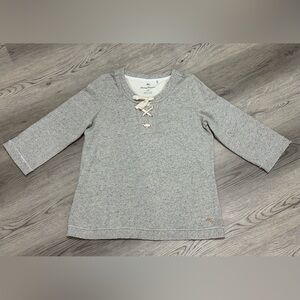 NEW Tommy Bahama Cotton Sparkling Sands Lace Up Tunic Sweatshirt Gray L - 168